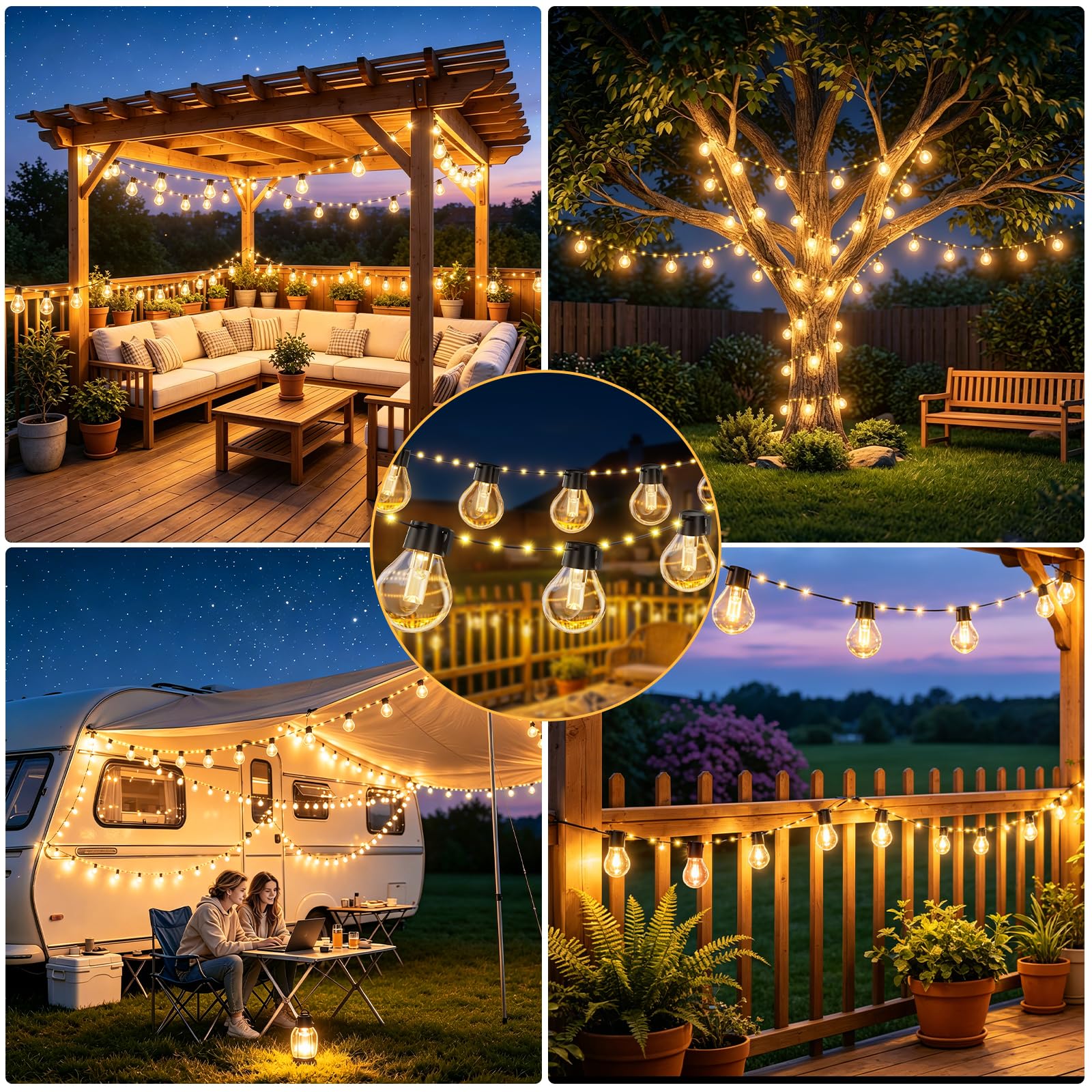 FIFlying Lucine solari da esterno 200 LED - 20+2 m Illuminazione da esterno Giardino Balcone 8 modalità - Dimmerabile resistente alle intemperie con telecomando