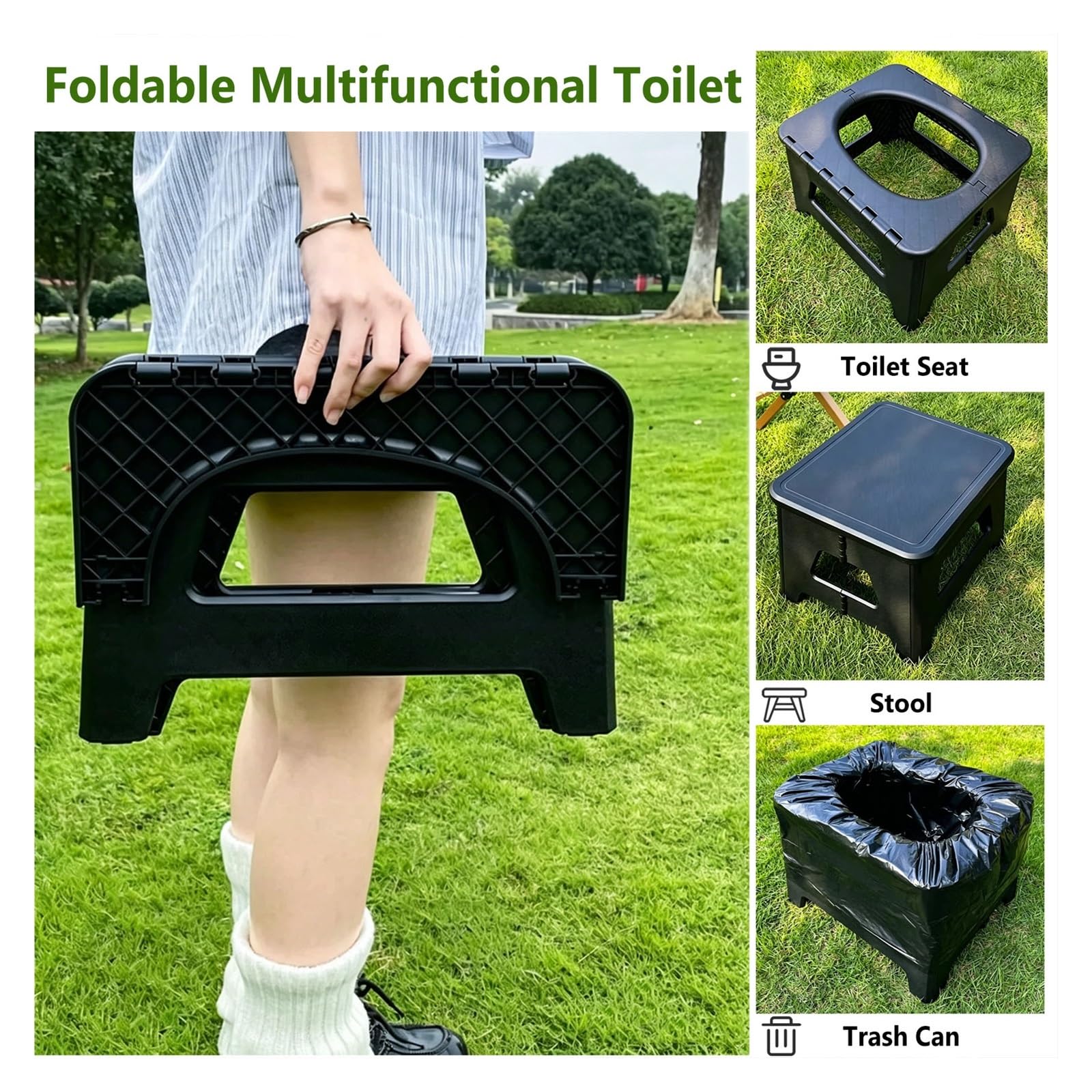 WC Portatile Toilette Pieghevole per Auto, Piccola, Ideale per Viaggi su Strada, WC Ultraleggero per Ingorghi Stradali E Campeggio in Famiglia.