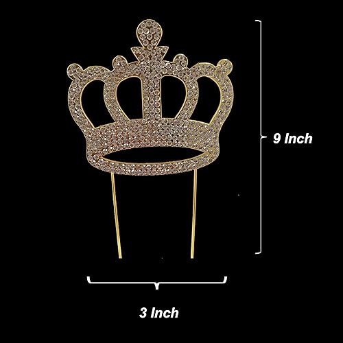 Miniatura 3 de Decoración de pastel de corona de lujo para aniversario, fiesta de cumpleaños y boda. Brillo y destellos. Oro