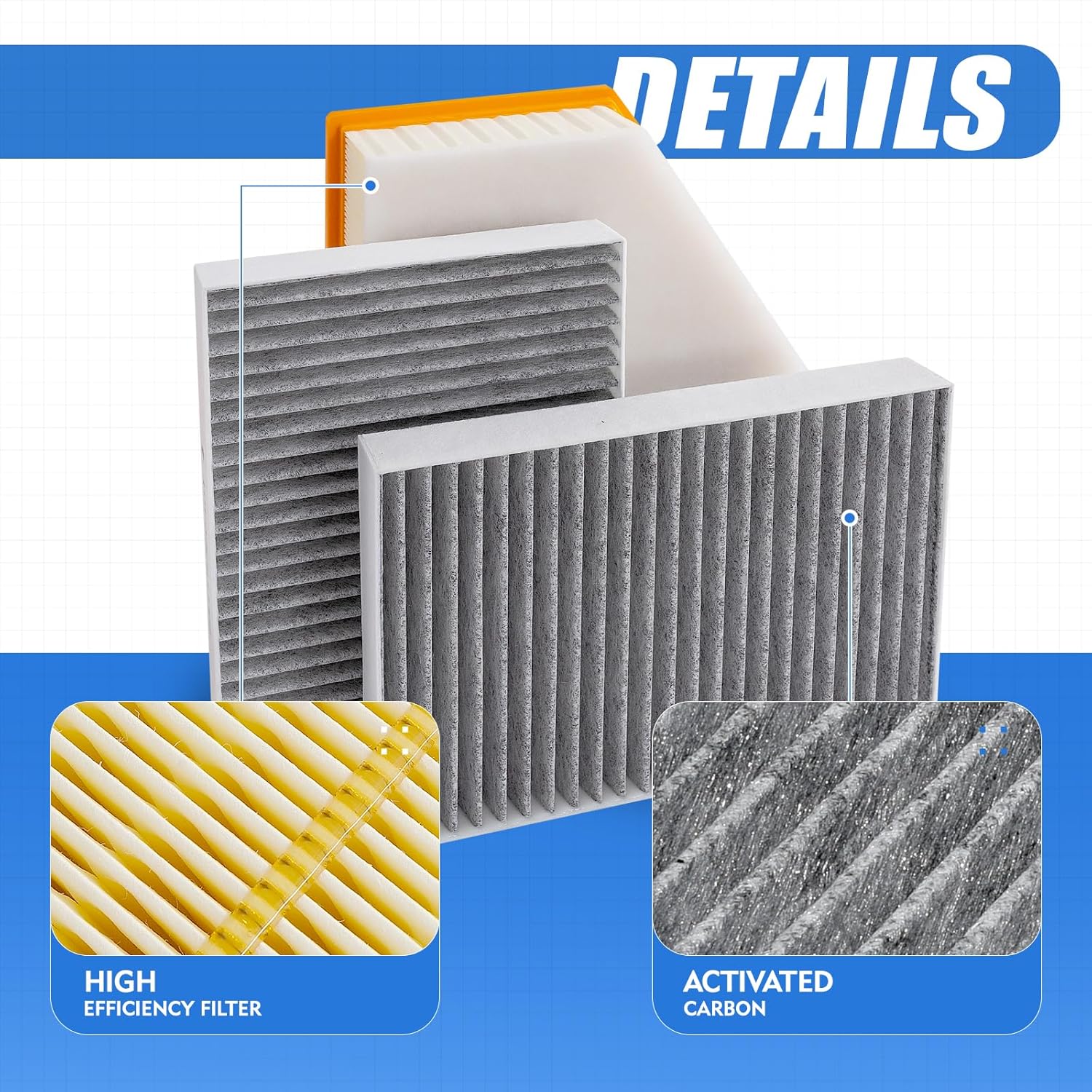 Engine & Cabin Air Filter Kit for BMW 3.0L X5/X6/X7 & xDrive40i, 540d/540i/540i xDrive/740i/740i xDrive/745e xDrive/840i/840i xDrive; for BMW 2.0L 530i/530i xDrive/530e/530e xDrive, 2017-2025