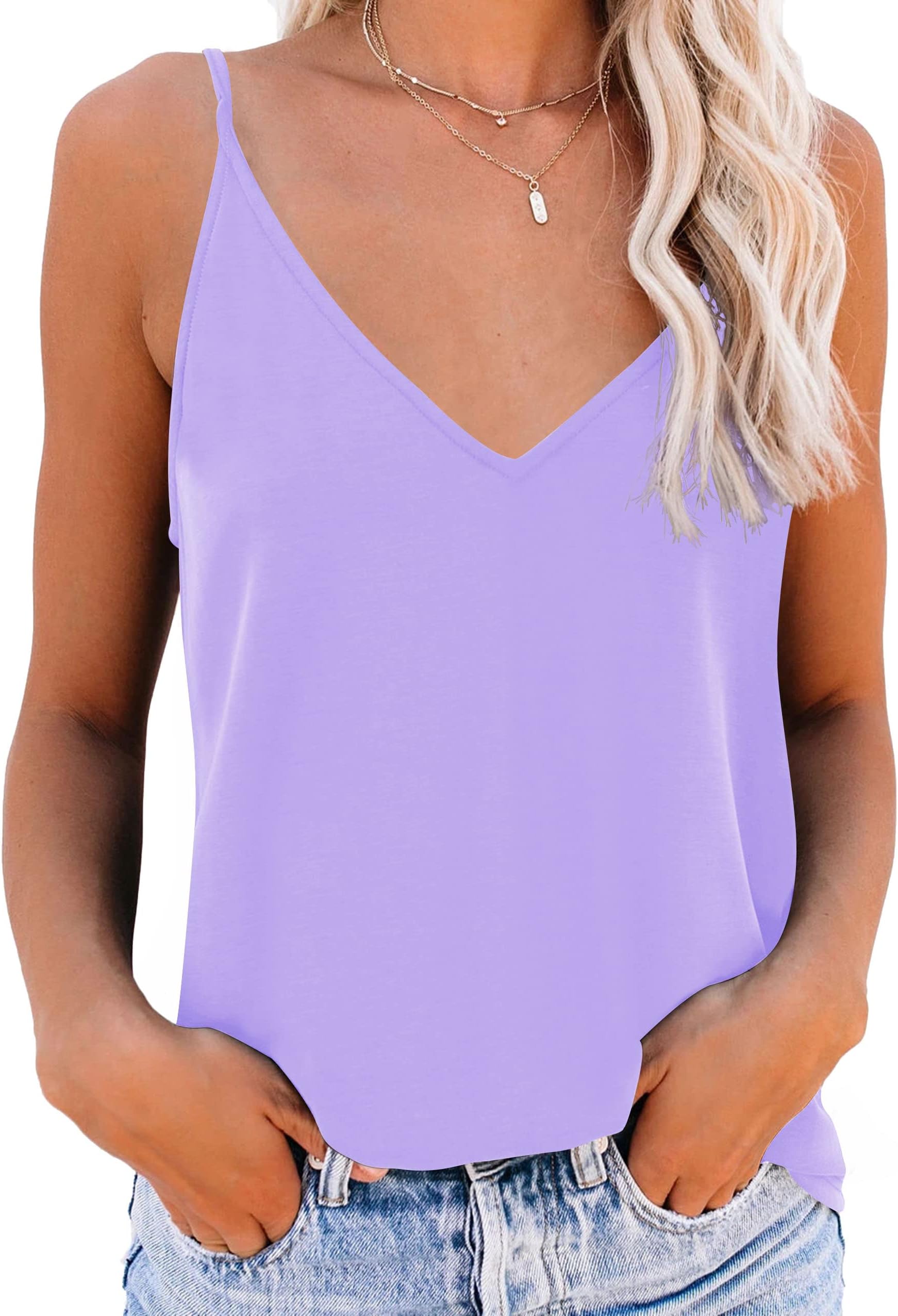 Vests Spaghetti Straps Women's Basic Top Long Tanks Adjustable Spaghetti Strap Cami Camisole Tank Top