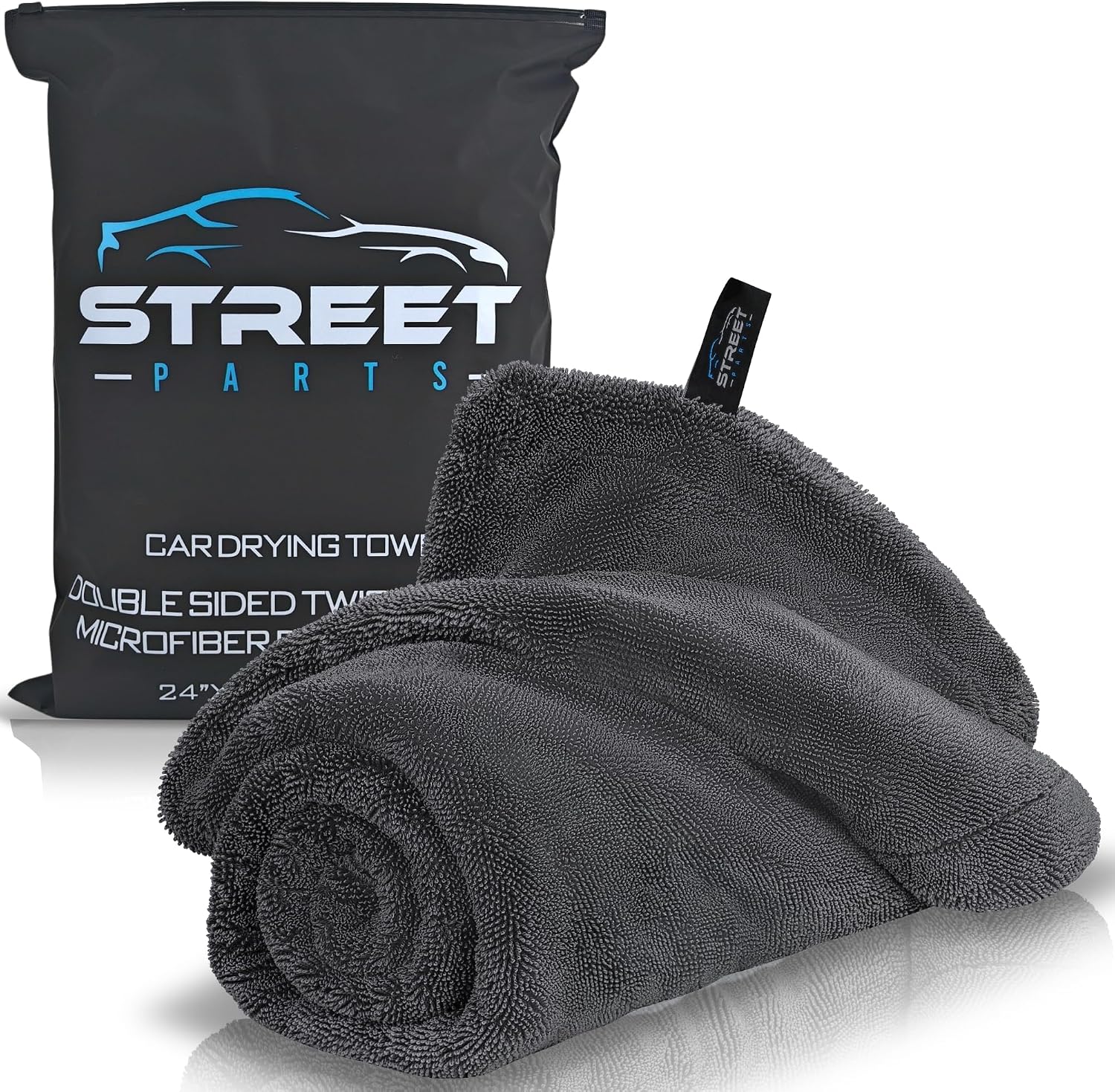 Car Drying Towel 24"x36" 1400GSM Edgeless Microfiber Towel, Ultra-Absorbent Auto Detailing Towel with Twisted-Loop Fiber Design, Streak Free, Lint Free Drying for Cars, SUVs, & Trucks