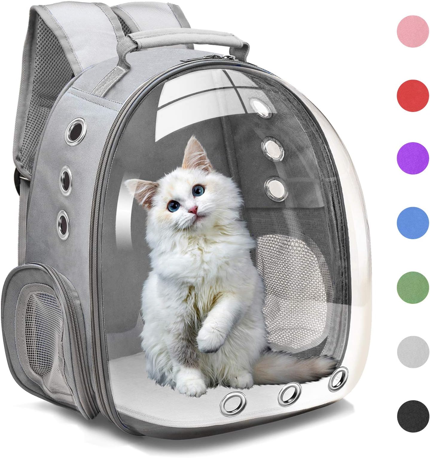 Cat Backpack Carrier Bubble Carrying Bag, Small Dog Backpack Carrier for Small Medium Dogs Cats, Space Capsule Pet Carrier Dog Hiking Backpack, Airline Approved Travel Carrier - Grey