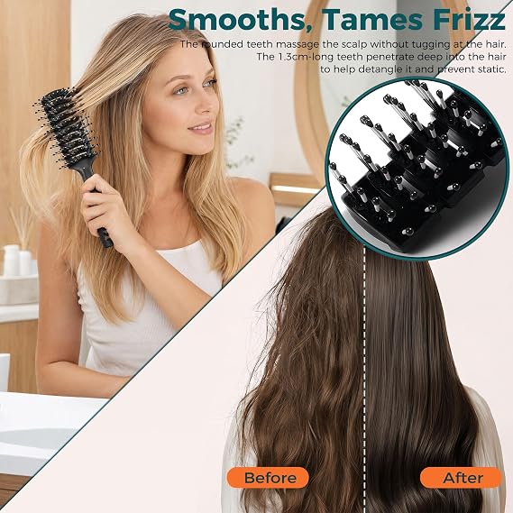 4pcs Mens Hair Brush Set Natural Boar Bristle Massage Tips Brushes