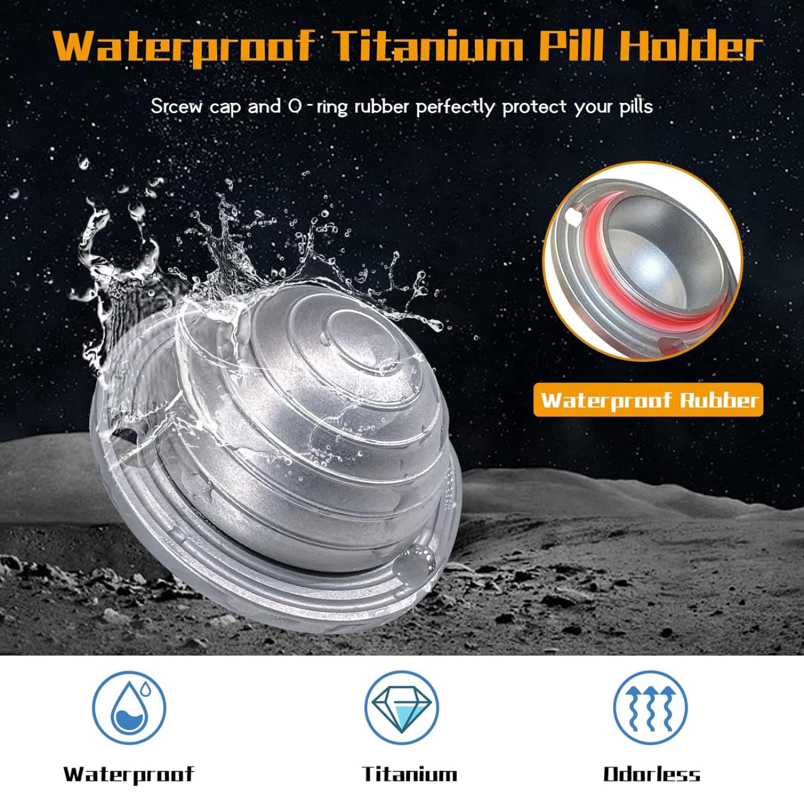 Pequeño Pastillero de Bolsillo Metalico, Viaje Elegante EDC Llavero Caja de Pastillas, Compacto Organizador de Comprimidos Libre BPA Discreto Hermetico Dosificador de Medicamentos, 2pcs