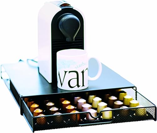 Miniatura 2 de Almacenamiento de malla para cápsulas de café DecoBros, cajón Nespresso, soporte para 56 cápsulas, negro