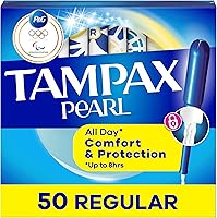 Tampax Pearl Tampons Regular Absorbency Unscented 50 Count with LeakGuard Braid - Leak-Free Period Protection