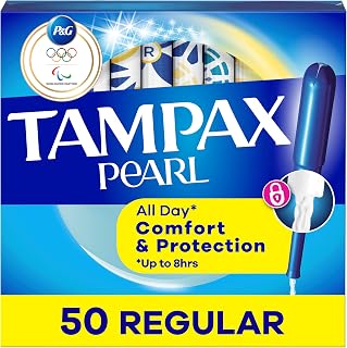 Tampax Pearl Tampons Regular Absorbency Unscented 50 Count with LeakGuard Braid - Leak-Free Period Protection