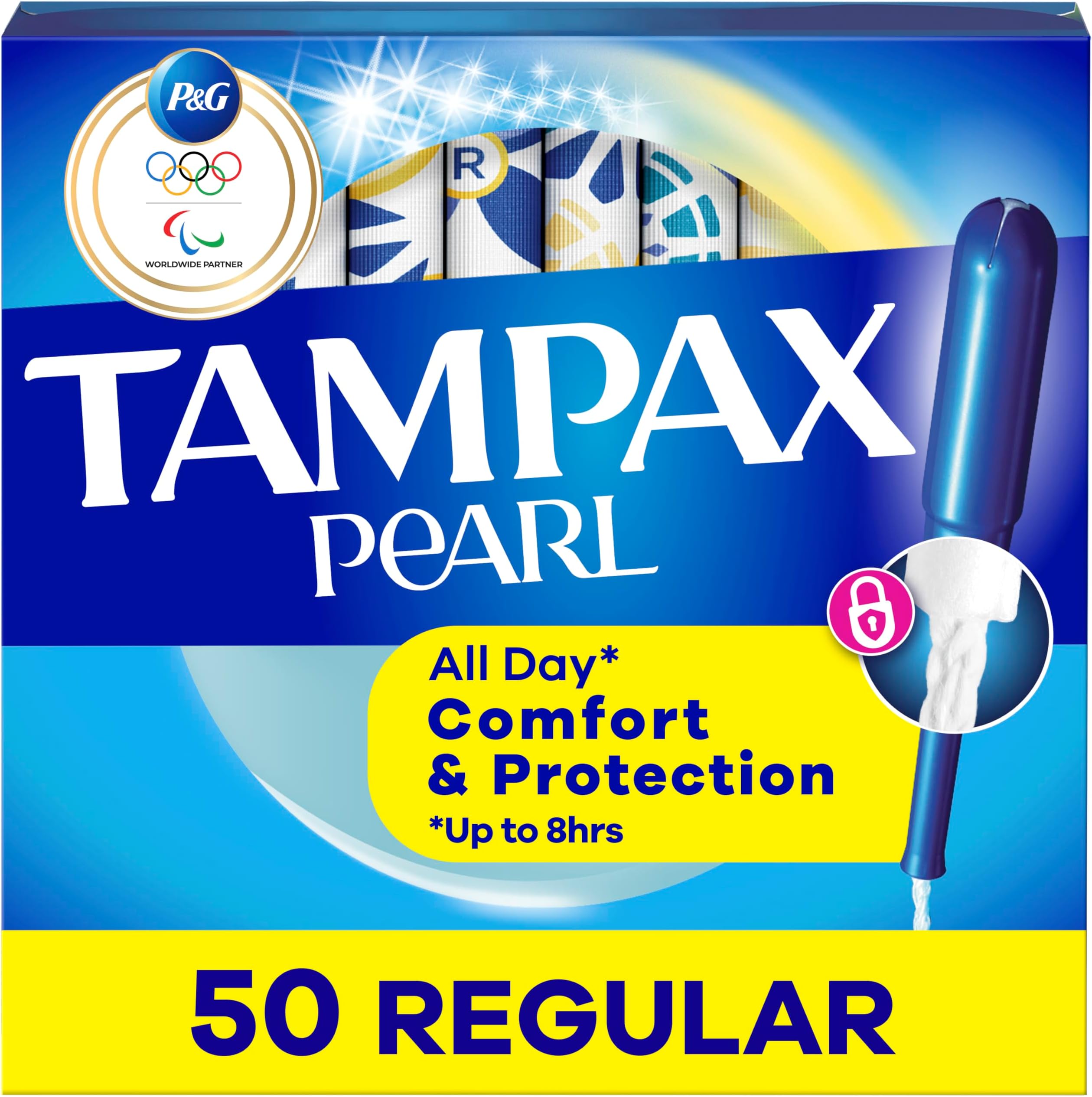 Pearl Plastic Tampons, Regular Absorbency, Unscented, 50 Count