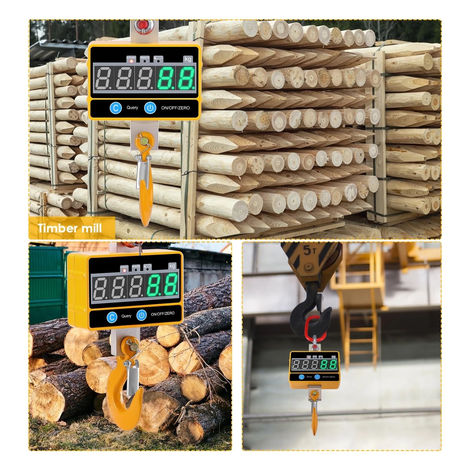 Bilancia for gru digitale in alluminio da 1000 kg/4000 libbre, 1 T, bilancia sospesa compatta e resistente, tipo OCS-SA, display a LED con telecomando