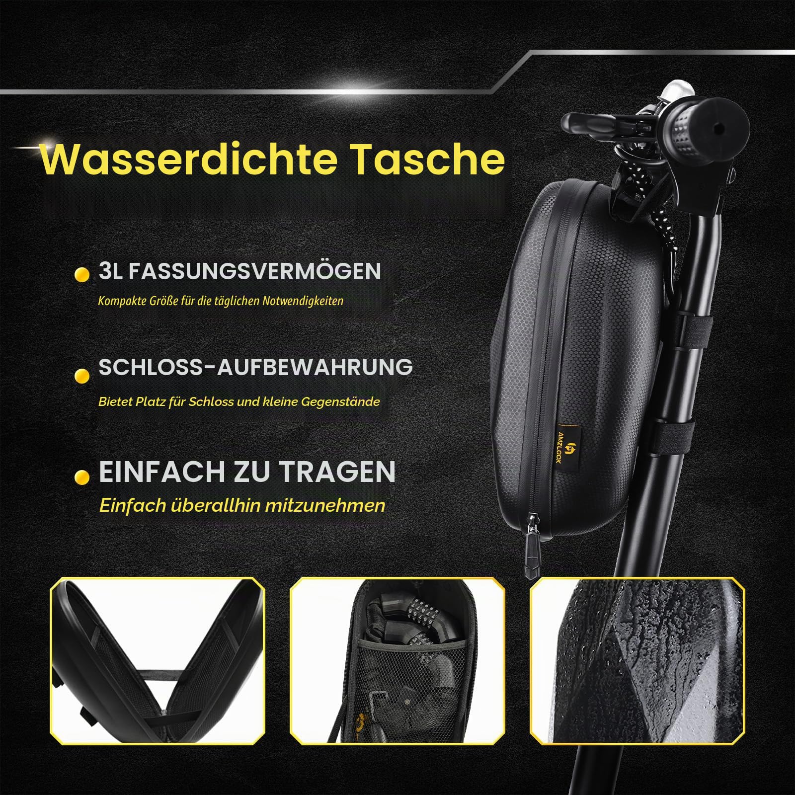 E Scooter Schloss mit Tasche, 5-stelliges Fahrrad-Zahlenschloss