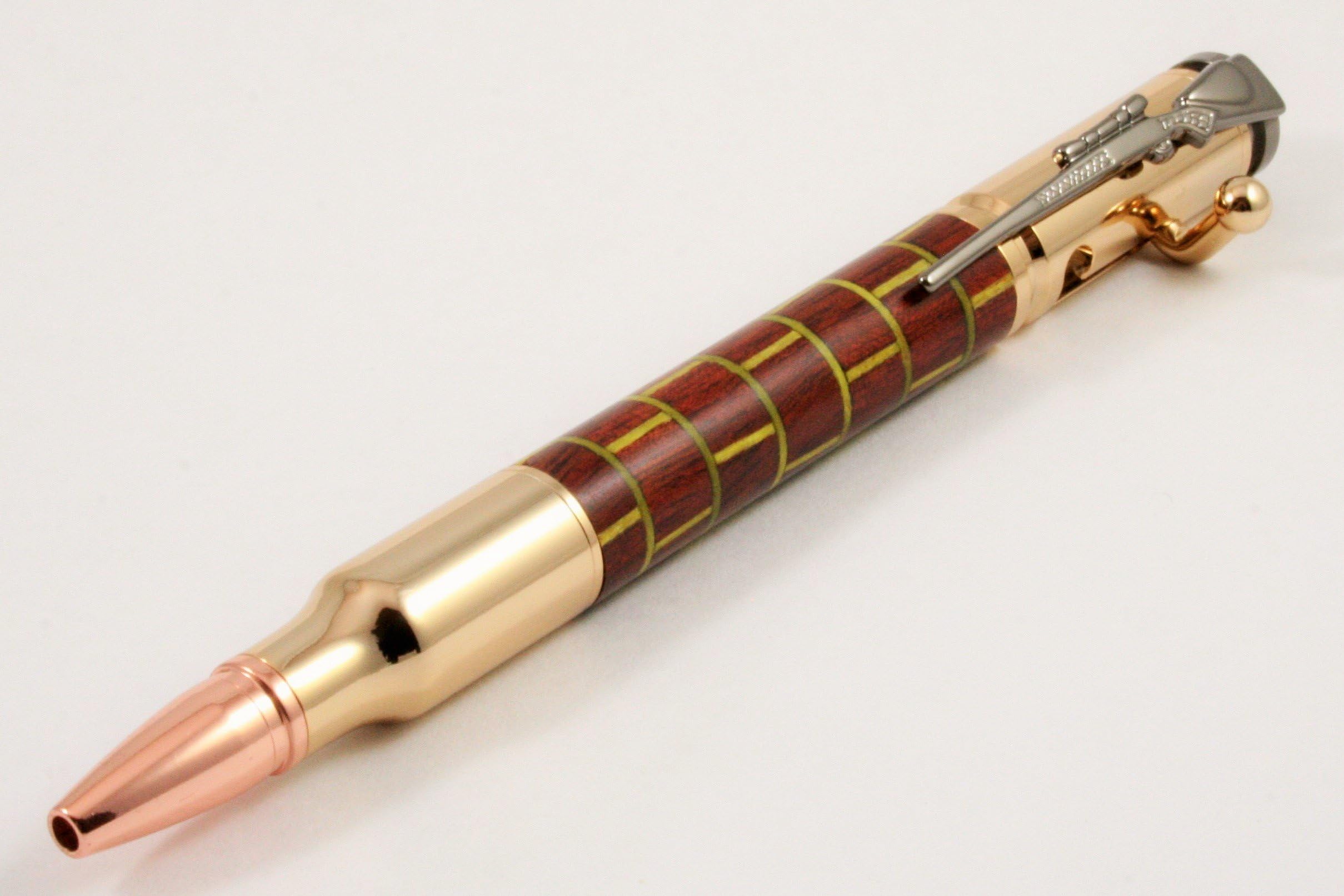 Hand Cut Bloodwood Brickwork Bolt Action Pen