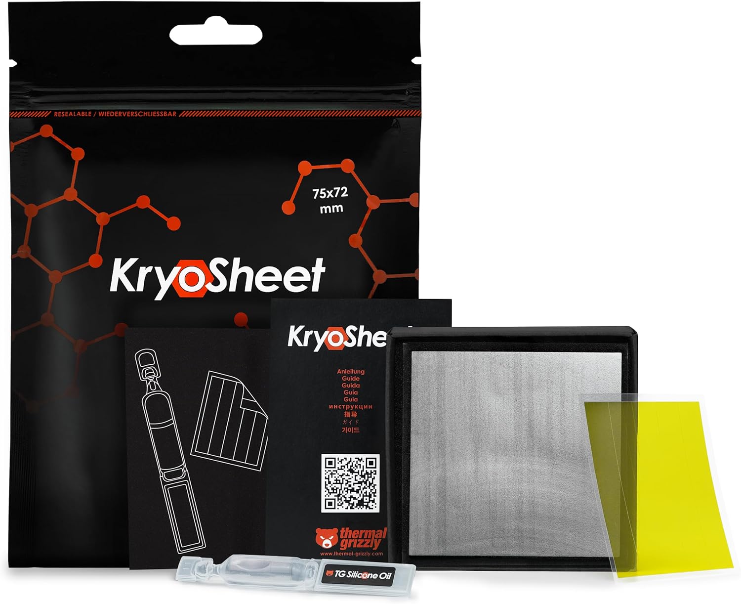 Thermal Grizzly KryoSheet (75x72x0.2mm) – Ultra High Thermal Conductivity Graphene Thermal Pad – Perfect Alternative for Thermal Paste on AMD EPYC CPUs – Made in Sweden