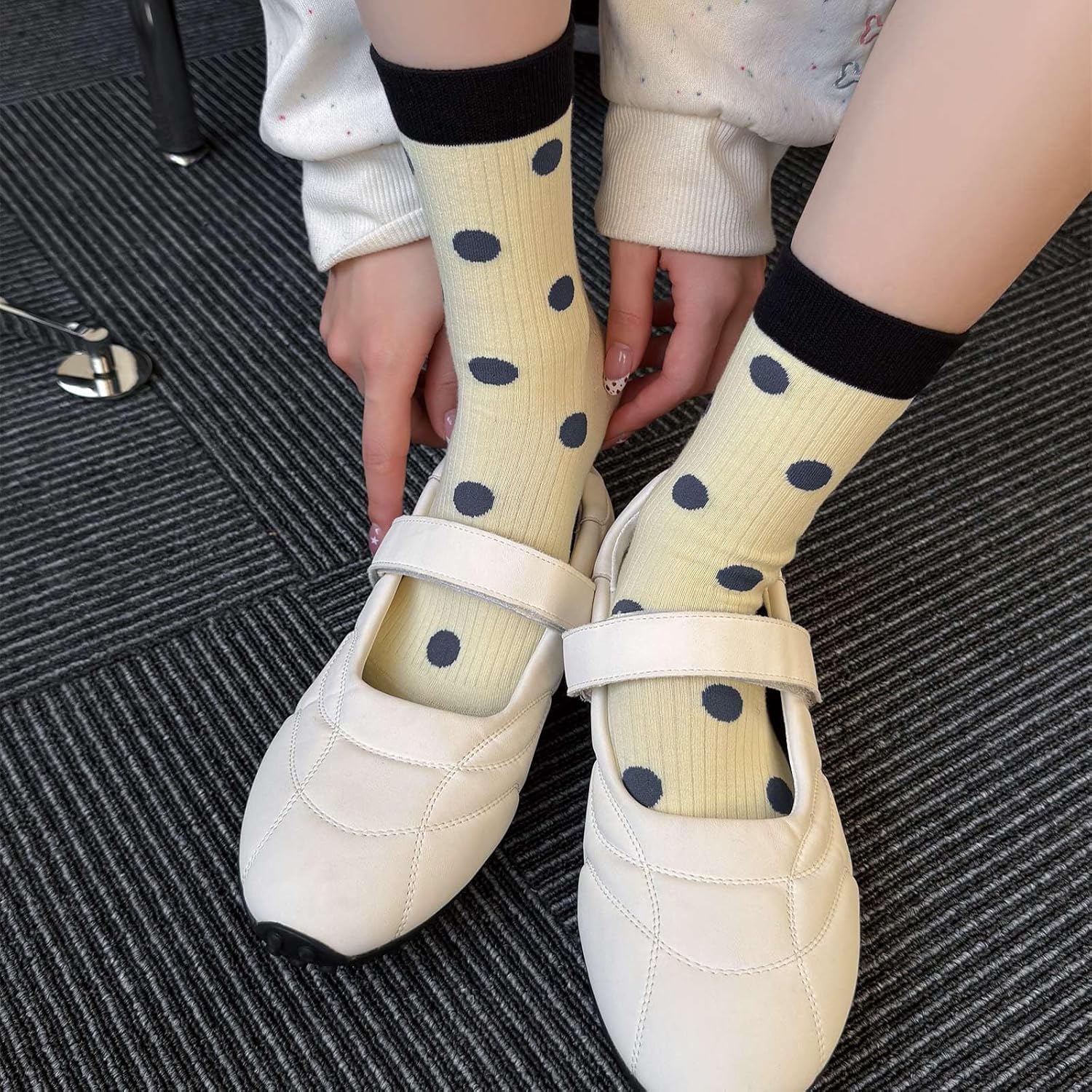 Women's Polka Dot Crew Socks 5-Pack, Cute Colorful Dotted Fashion Socks for Women, Breathable Comfort Socks