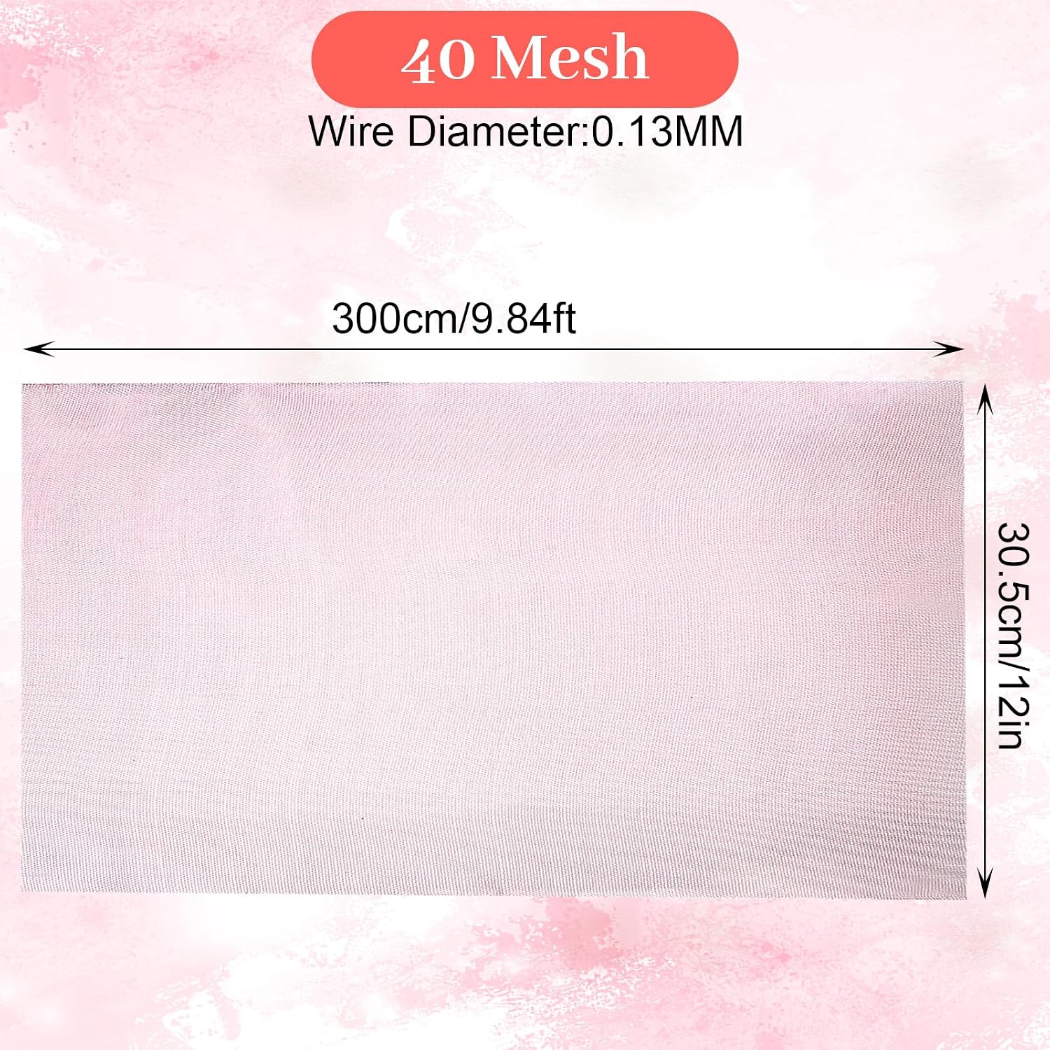 12 Inch x 10 ft Copper Mesh Roll 99.9% Pure Copper 40 Mesh Copper Mesh Screen for DIY Projects Grounding Dense Filter Screen Woven Crafts Window Protection, Easy to Cut & Durable
