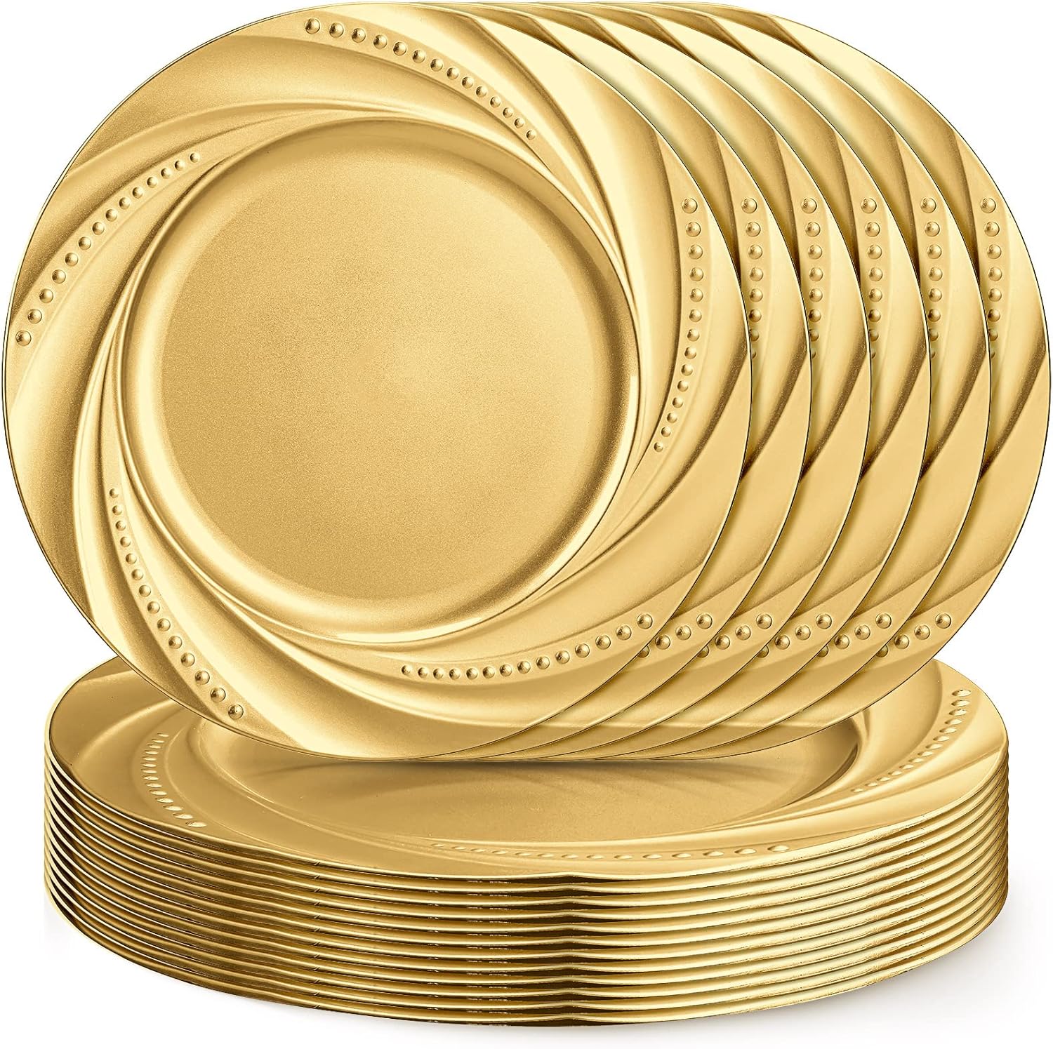 Zopeal 18 Pieces 13 Inch Charger Plates Set Plastic Beaded