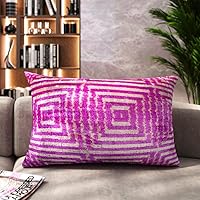 Vista 1 de Cojín decorativo hecho a mano con funda de cojín rellena, patrón de laberinto rosa, funda de cojín lumbar de seda de terciopelo suave para sala