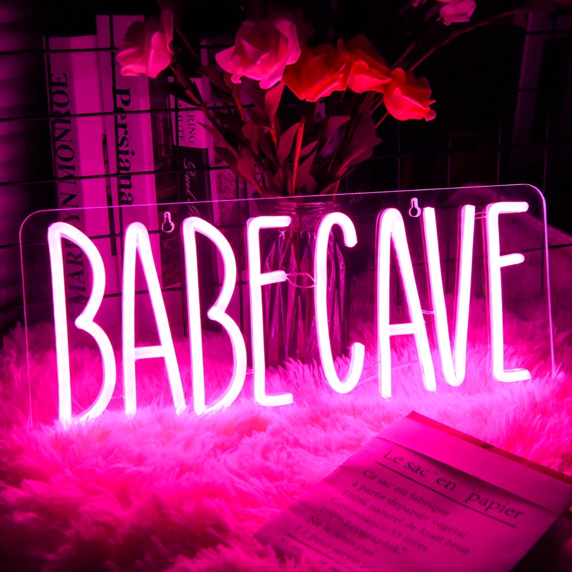 ATTNEON Babe Cave Neon Sign for Baby Room Wall Decor,Pink LED Sign