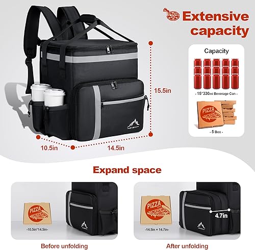 Miniatura 3 de Mochila de entrega de alimentos, bolsas aisladas para entrega de alimentos para bicicleta de entrega, bolsa grande de entrega de pizza para