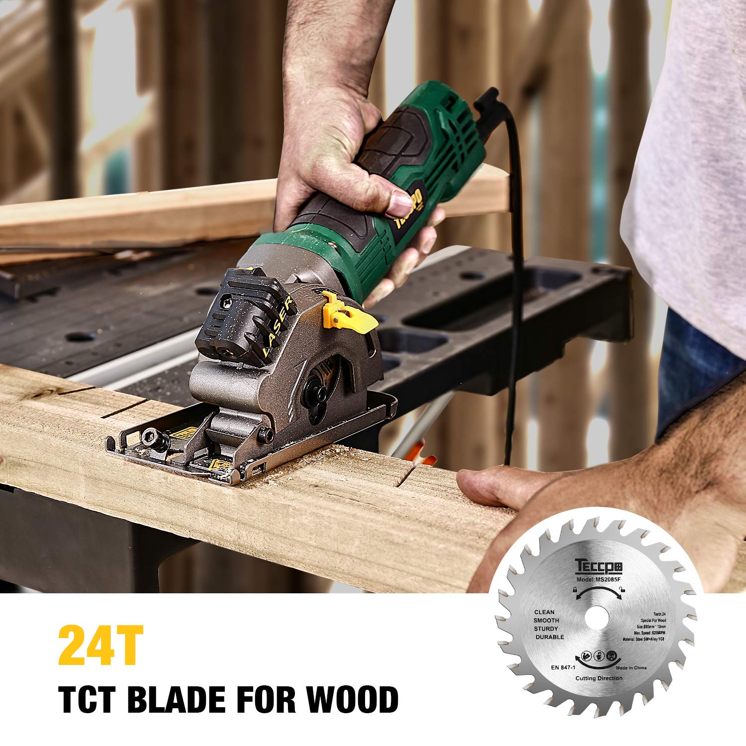 Mini Circular Saw with Laser, TECCPO 4 