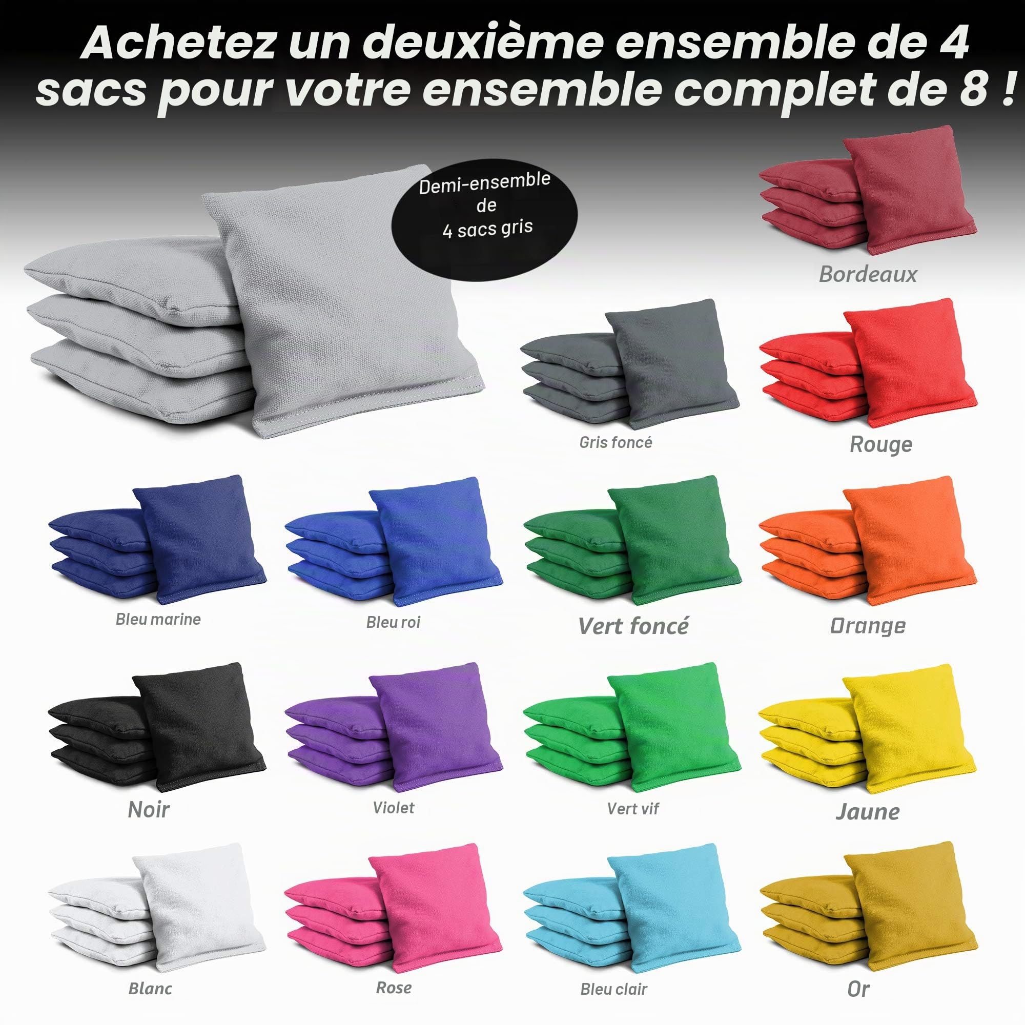GoSports Lot de 4 Sacs de Cornhole Toutes Saisons 16 Couleurs