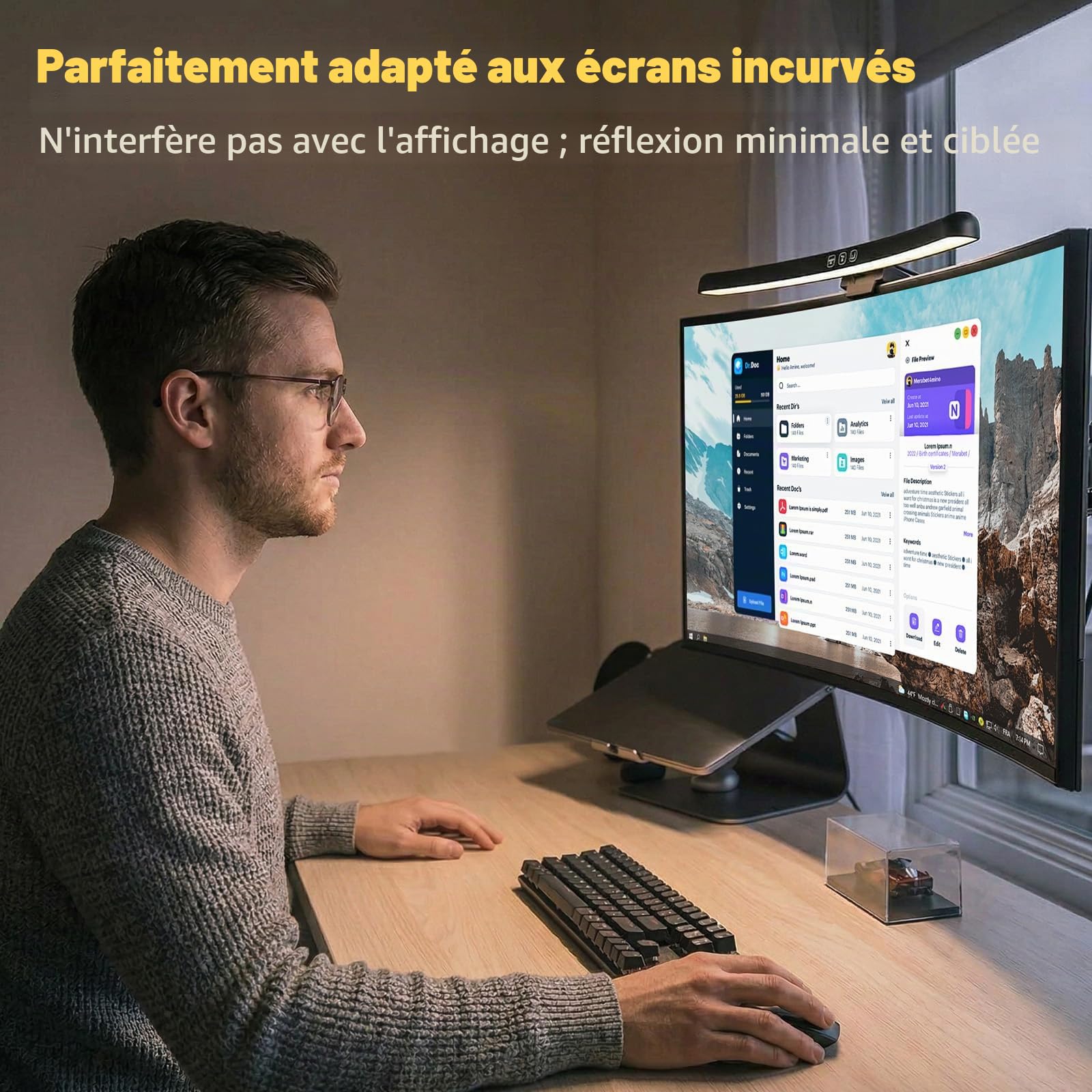 ELUTENG Lampe Moniteur Incurvée 40 cm, Barre Lumineuse PC