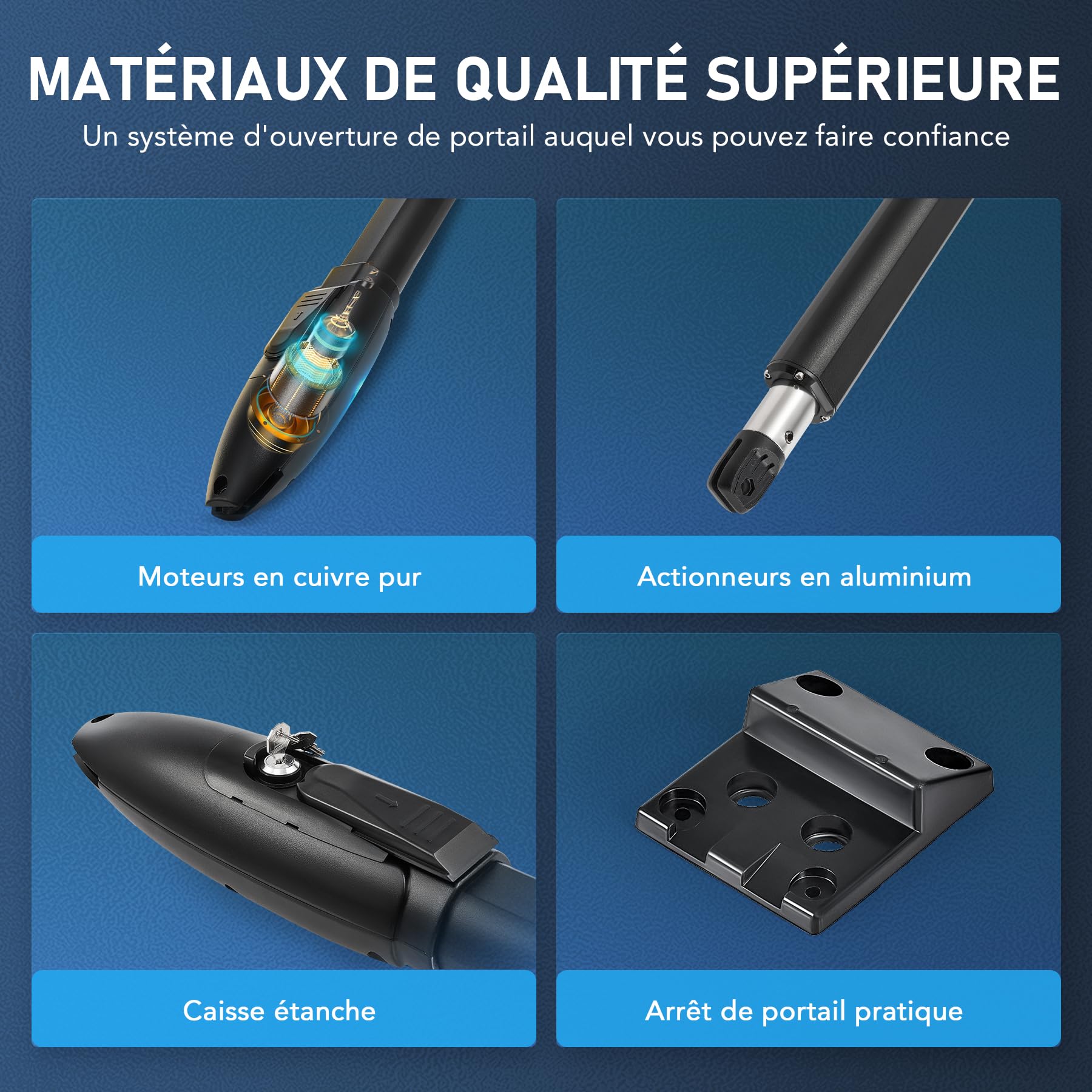CO-Z Motorisation Portail Battant 220V/24V Unique Bras pour 1 Vantail Jusqu'à 300KG 5,5M avec 2 Télécommandes Moteur DC Automatisme à Vérins Télescopique Alimentation Solaire ou Batteries