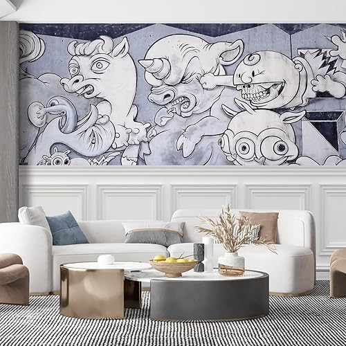 SIGNFORD Mural de pared de graffiti colorido extraíble, adhesivo de pared para dormitorio, sala de estar, 66 x 96 pulgadas