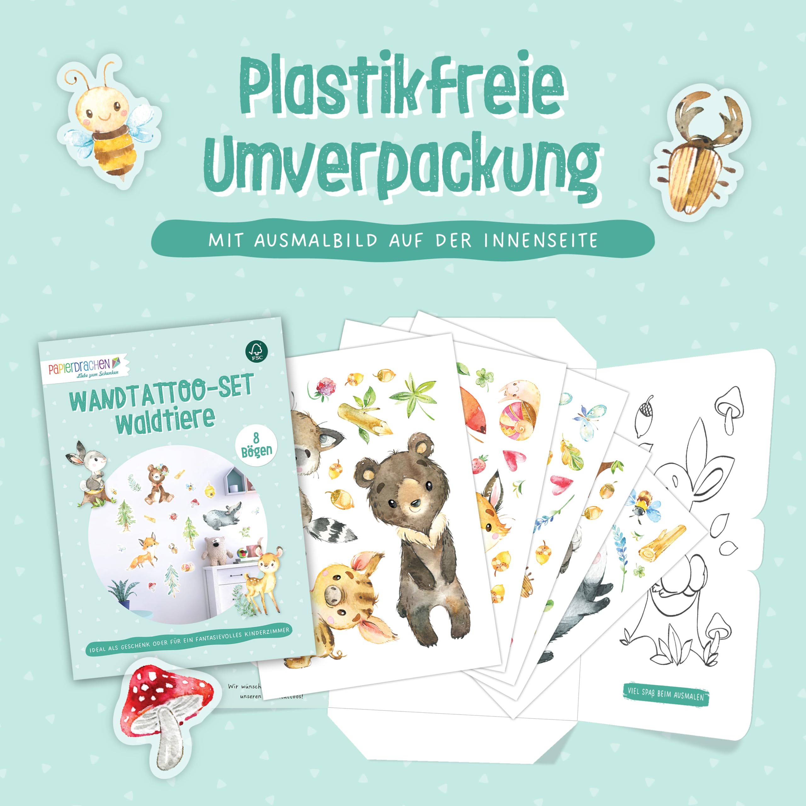Papierdrachen Wall Tattoos, 8 Sheets of Wall Stickers for Children, Children's Room Decoration, Wall Decoration - Image 3