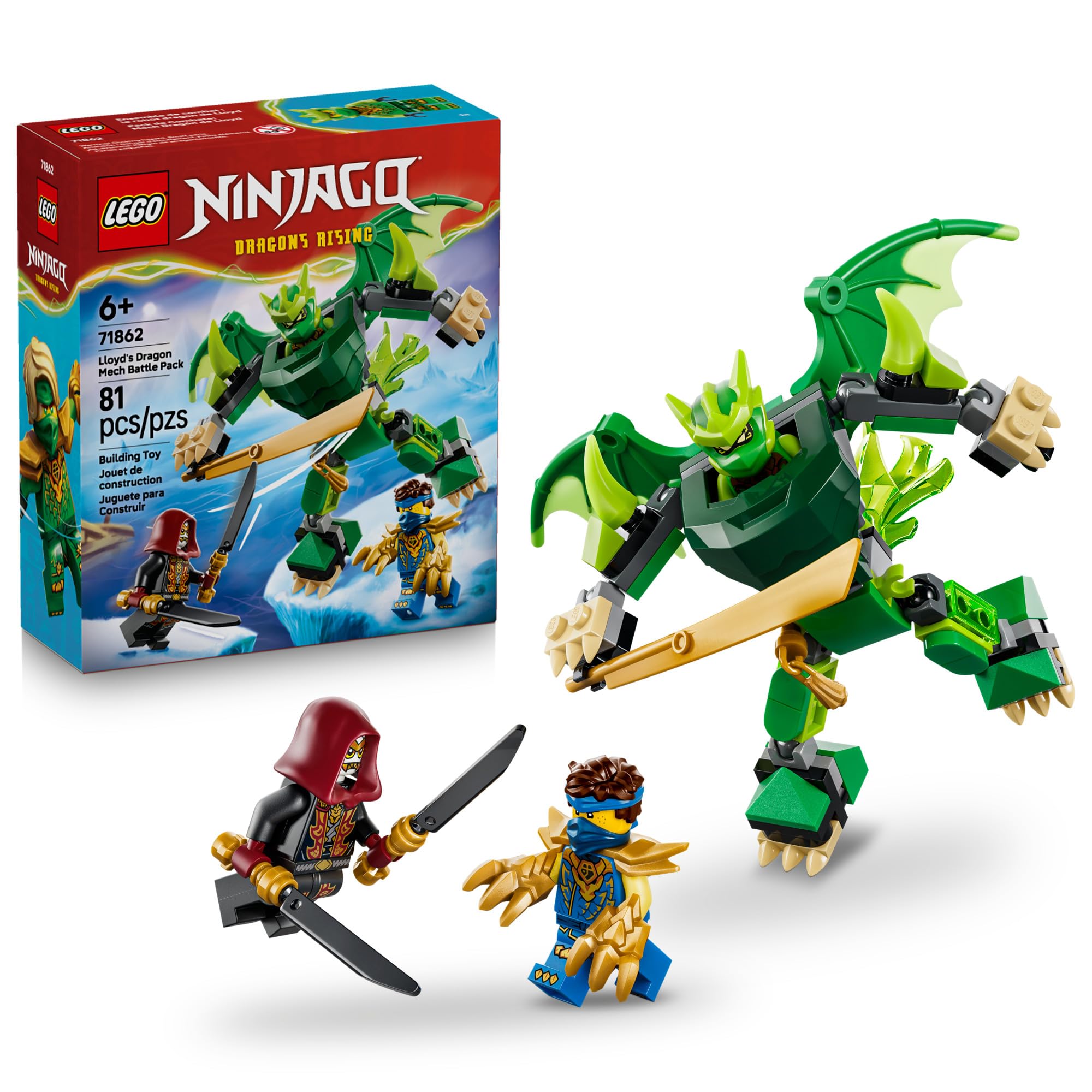 LEGO NINJAGO Lloyd's Dragon Mech Battle Pack 71862 | Building Toys for Boys & Girls, Ages 6+, Action Figure for Pretend Play, 3 Minifigures, 81 pieces, Gift for Birthdays