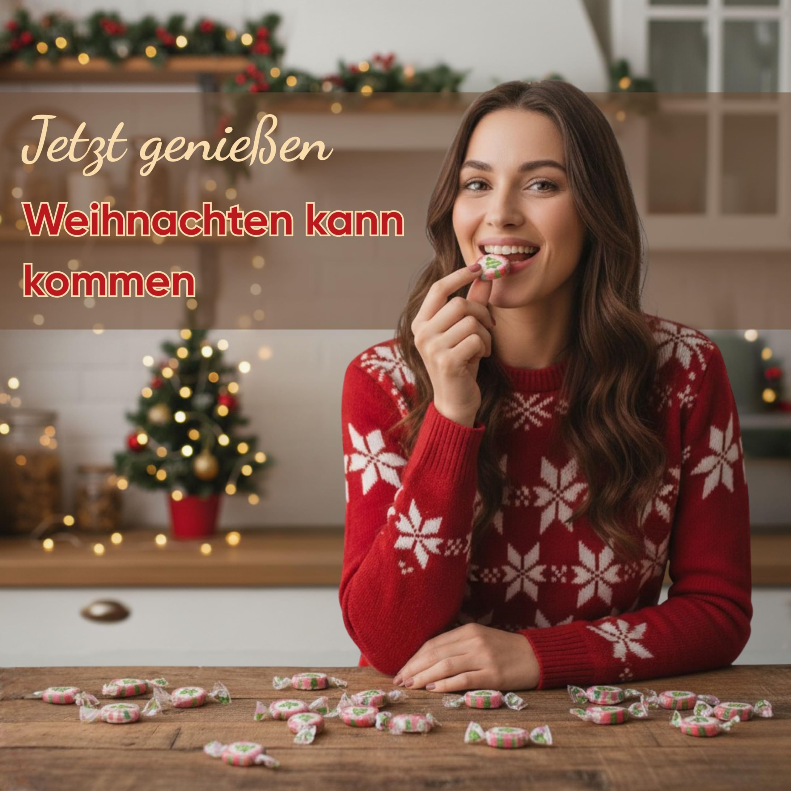 EinsSein Weihnachtsbonbons Tannenbaum grün-rot 4kg | Handgemachte Rocks Bonbons | Mini Süßigkeiten & Kleinigkeiten für Adventskalender Nikolaus & Wichtelgeschenke | Alternative zu Schokolade