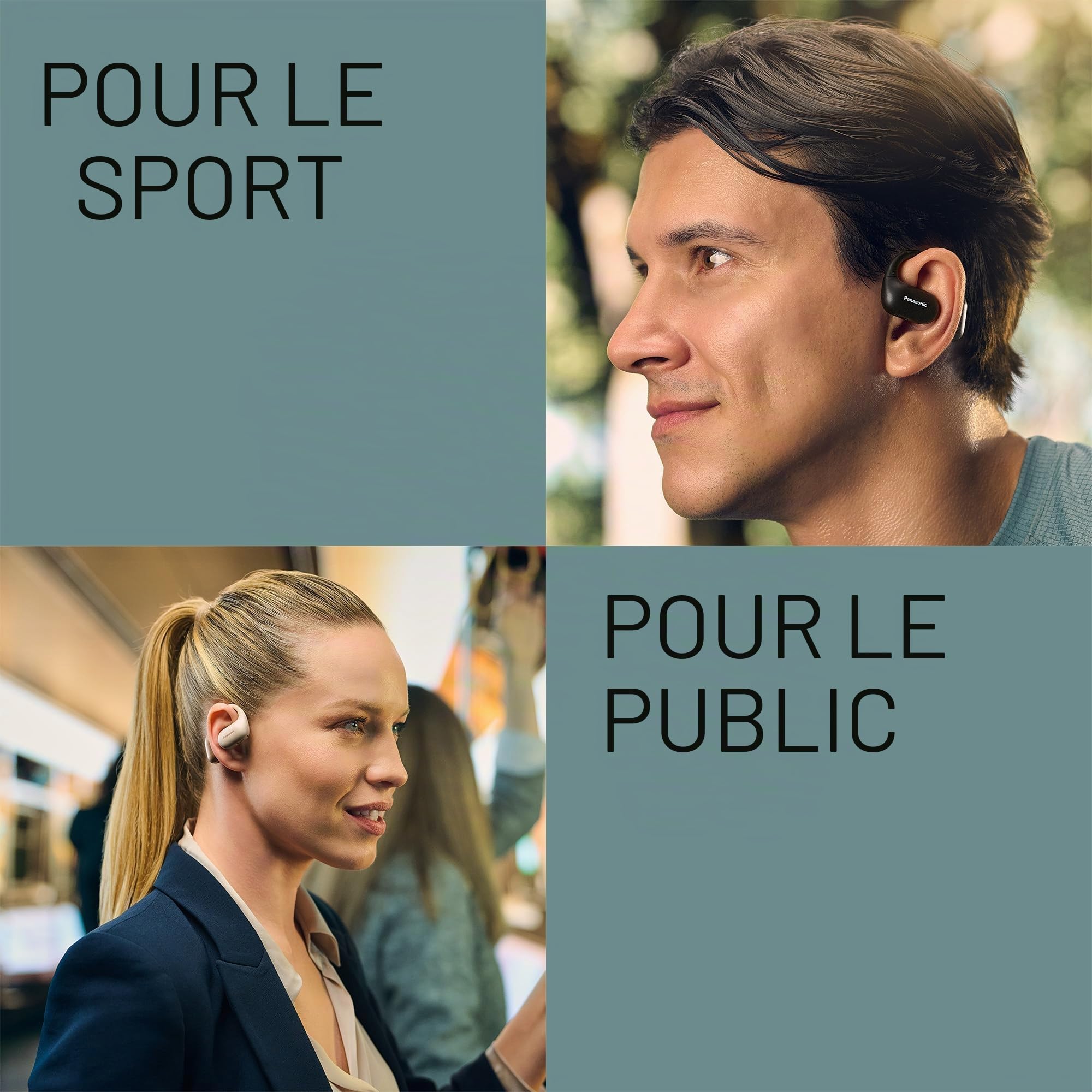 Panasonic RB-F10DE-K Écouteurs Oreilles Libres sans Fil Sport, Écouteurs Bluetooth avec Microphone ENC, 25 Heures d'Autonomie, Bluetooth 5.4, IPX4, Commandes Tactiles, Noir