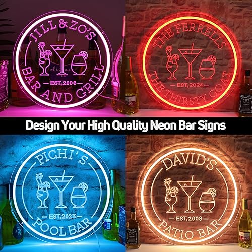 Miniatura 9 de Letrero de barra de neón personalizado con tu nombre personalizado para el hogar, bar, año establecido, letrero LED de cerveza de neón para hombre,