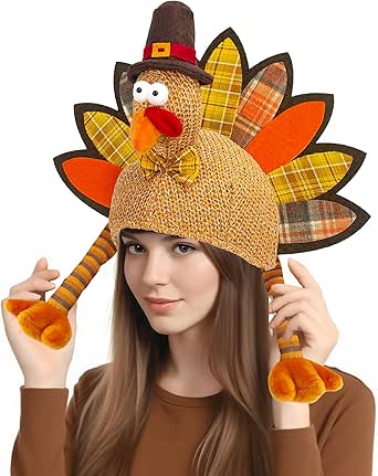 Amazon.com: Hikkcos Plush Turkey Hat Funny Turkey Headwear Costume Hat