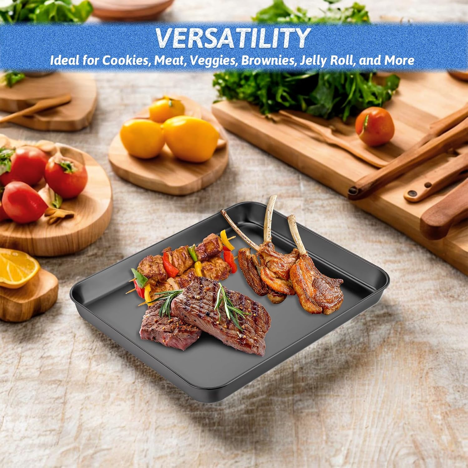 2Pcs Toaster Oven Pans for Baking, 9x11 Stainless Steel Cookie Sheet Baking Sheets Small Replacement Trays for Toaster, Black - Image 6