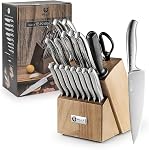 Ensemble de couteaux, 18 Pièces Kitchen Knife Set avec bloc rasoir-sharp bloc Known Set lave-vaisselle Cnife Block Set avec ciseaux Aiguillage acier