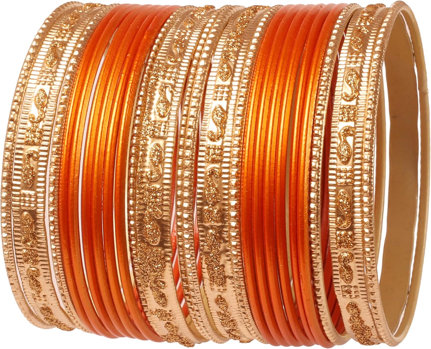 Touchstone "Colorful 2 Dozen Bangle Collection Indian Bollywood Alloy Designer Jewelry Special Large Size Bangle Bracelets Set of 24 in Gold Tone for Women.