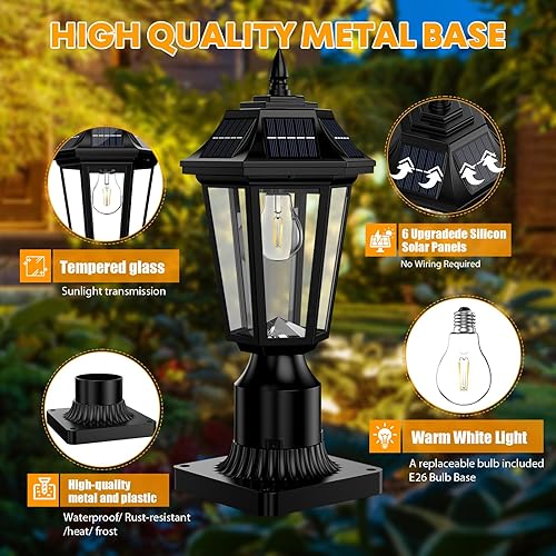 Miniatura 2 de Luces solares para poste de lámpara al aire libre con sensor de movimiento, luces solares impermeables para vallajardínentrada, 3 modos de