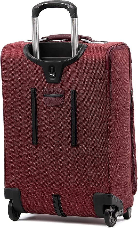 Travelpro Platinum Elite Softside Expandable Carry on Luggage, 2 Wheel Upright Suitcase, USB Port, Men and Women, Bordeaux, Carry On 22-Inch