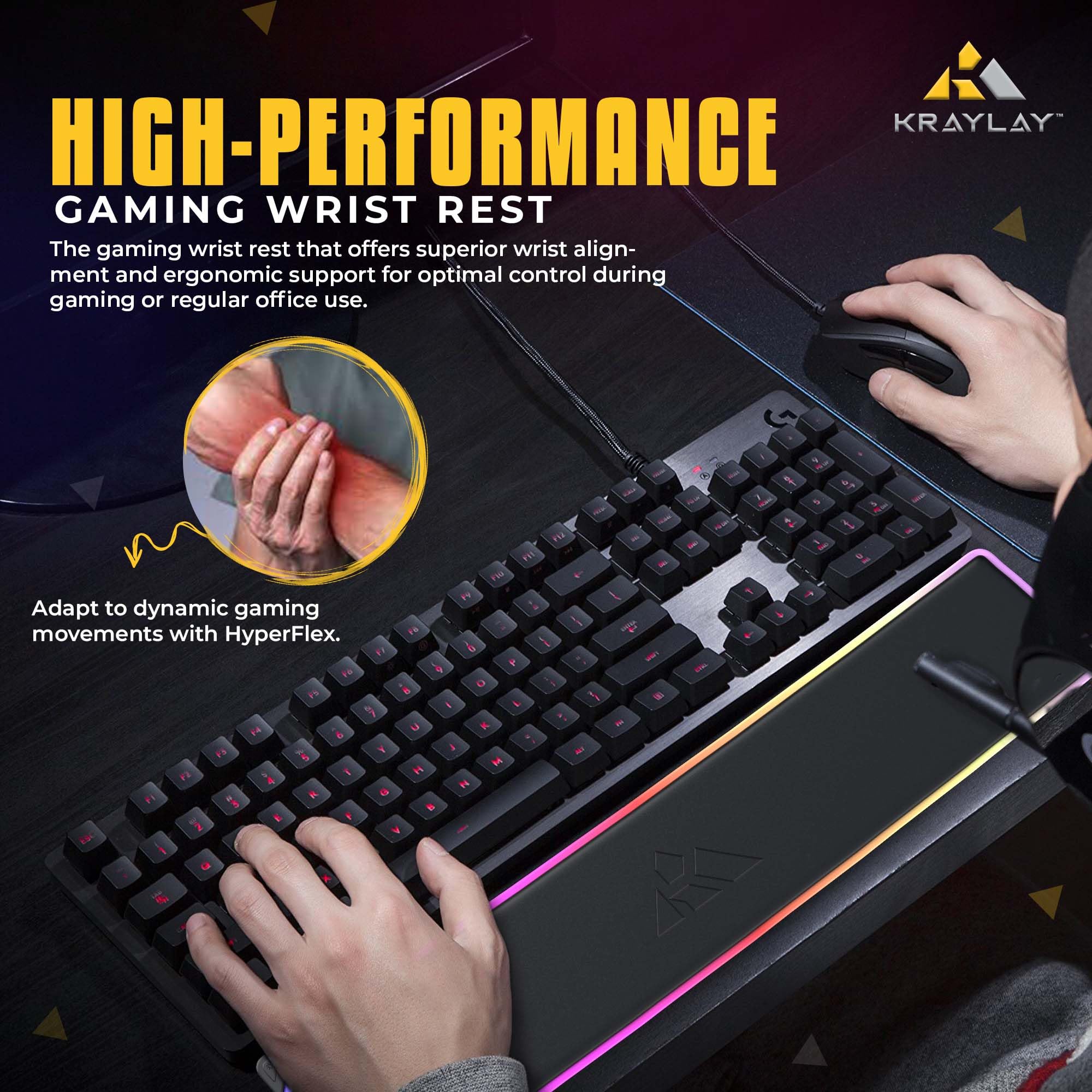 Amazon.com: Kraylay RGB Backlit Gaming Wrist Rest | RGB Wrist
