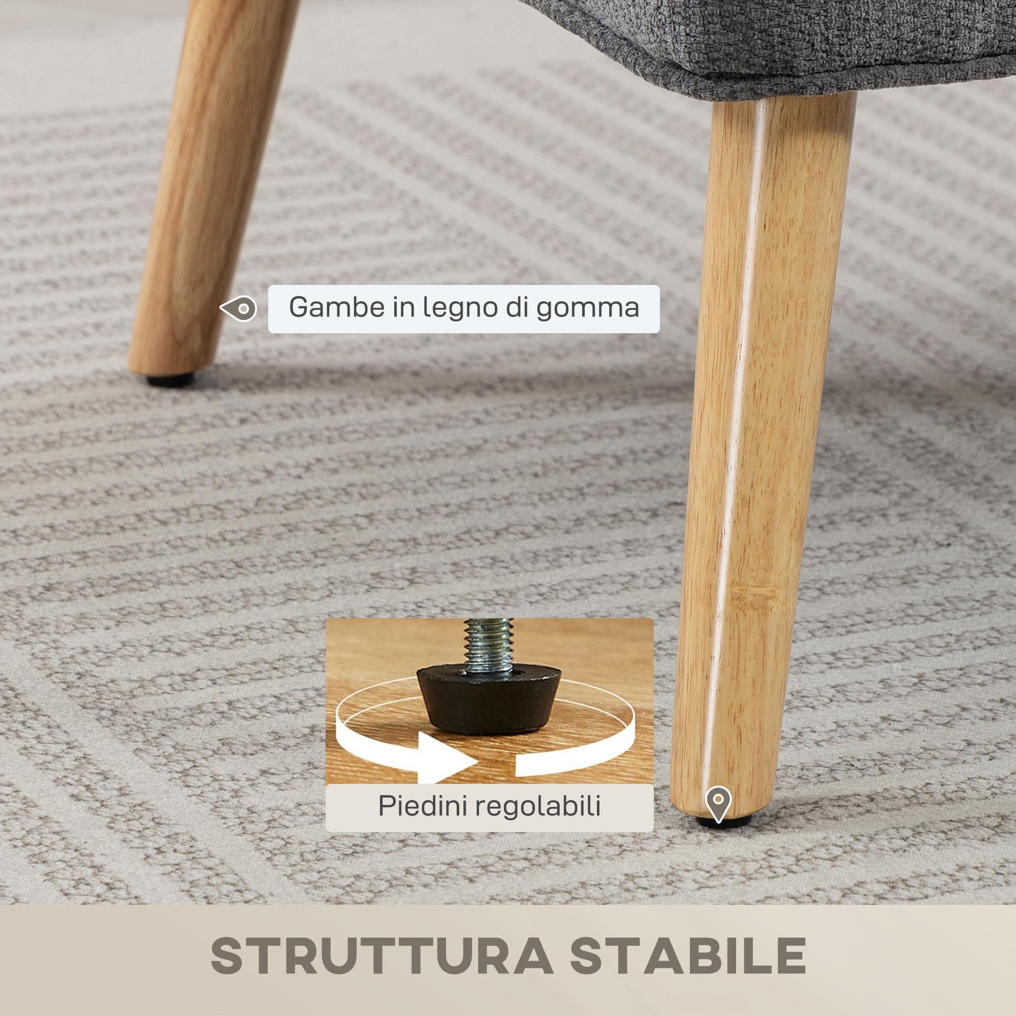 HOMCOM Divano 2 Posti in Ciniglia, Seduta Ampia, 117 x 65 x 78.5 cm, Grigio