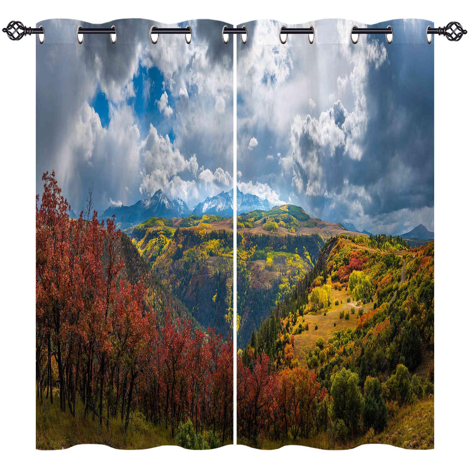 ANHOPE Fall Canyon Forest Blackout Eyelet Curtains 2 Panels W 42" x L 63"