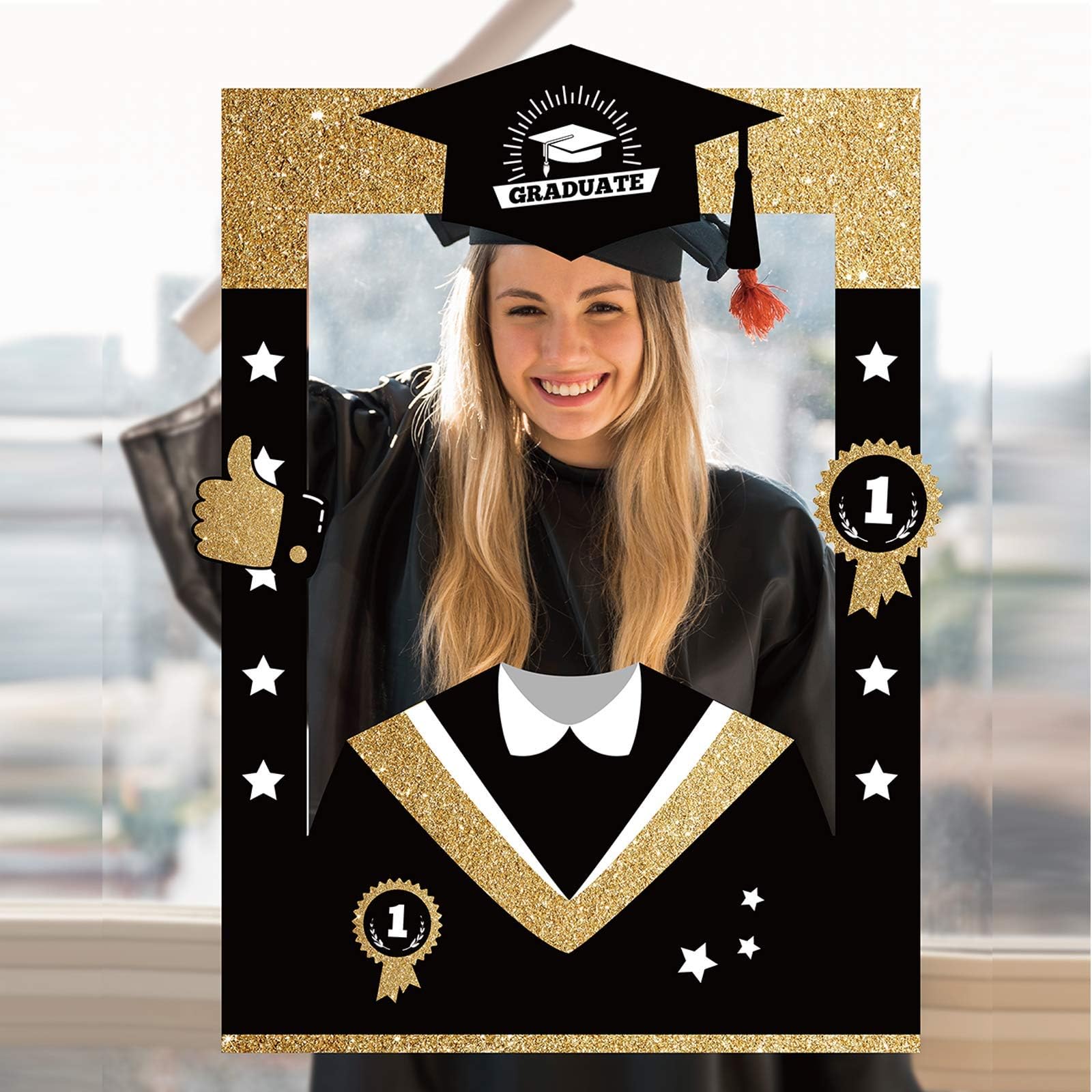 bpa Graduation Photo Booth Frame,Selfie Graduation Photo Booth Props with Class of 2021 Grad Photo Booth Frame Selfie Picture Frame DIY Kit for Graduation Party Decorations Party Favors Supplies