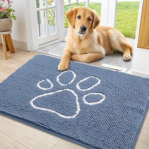 Miniatura 222 de Smiry Tapete para puerta de perro para patas fangosas, absorbente que atrapa la suciedad, antideslizante, de secado rápido, lavable, tapete de