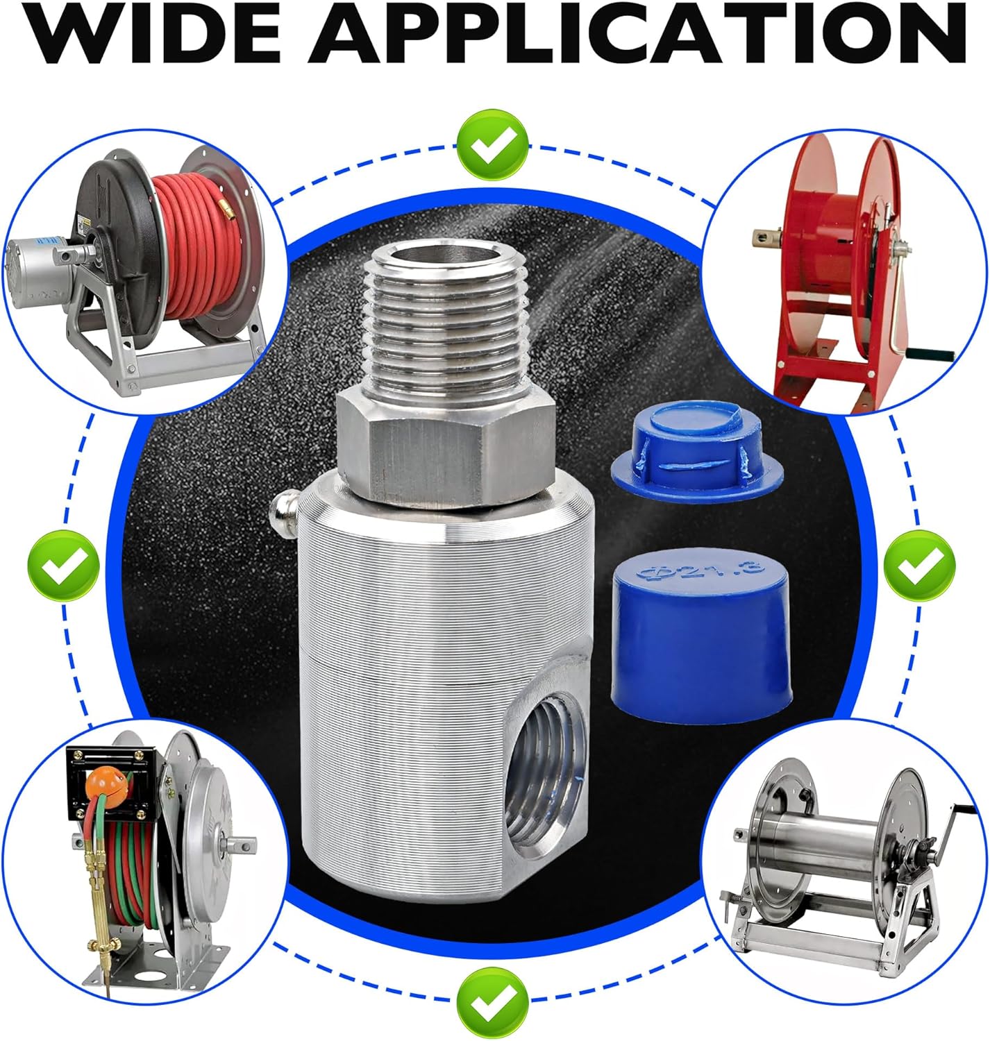 1/2 Inch MXF Hose Reel Swivel with Grease Zerk- 5124-Ni-AL Heavy Duty Hose Reel Swivel Fitting Fitting for Home and Industrial Steel Hose Reels - Replace 9SS8MP50XFP50-Ni-AL #5124