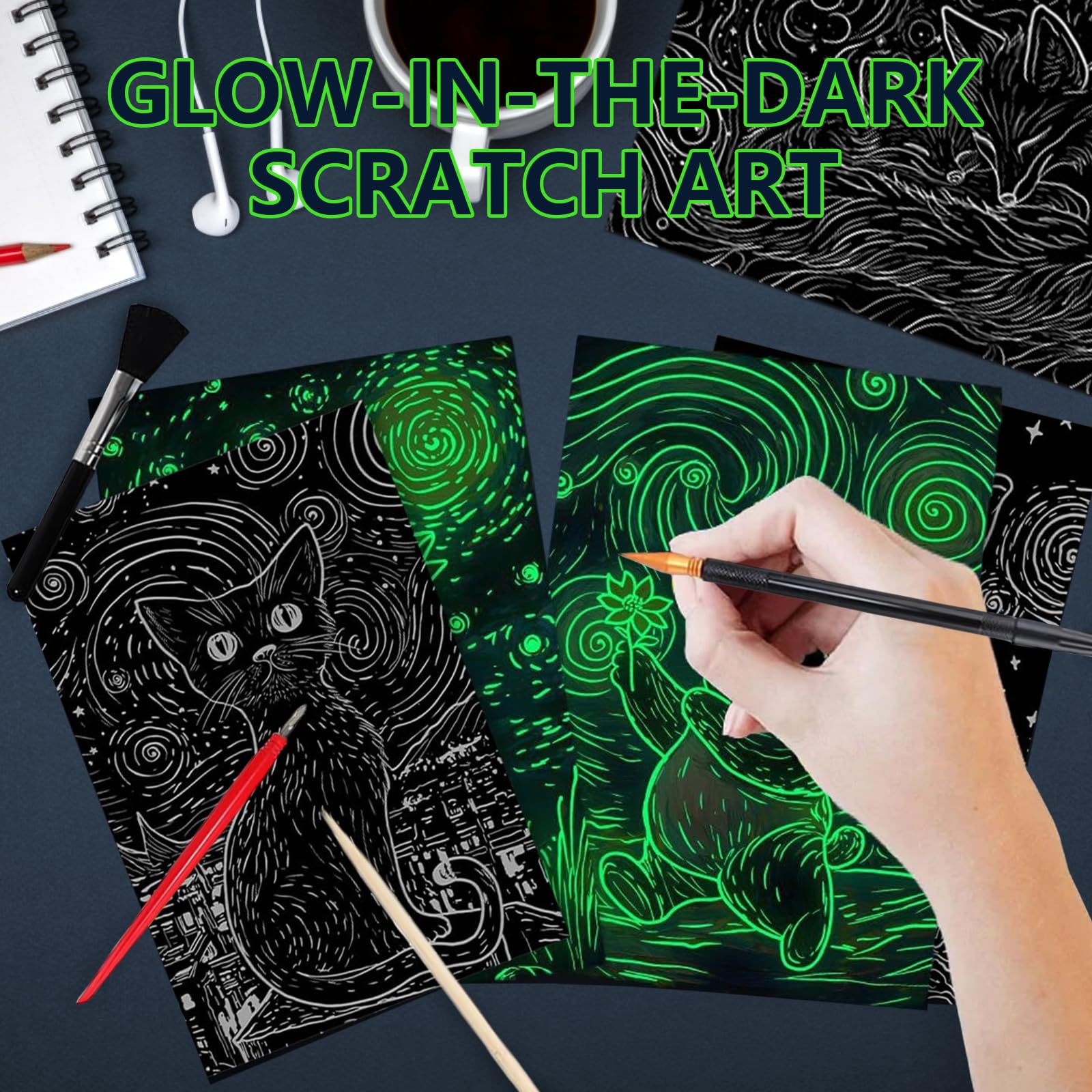 Carte à Gratter - Scratchboard Art - Activités Créatives pour Décorer Chambre, Salon, Bureau