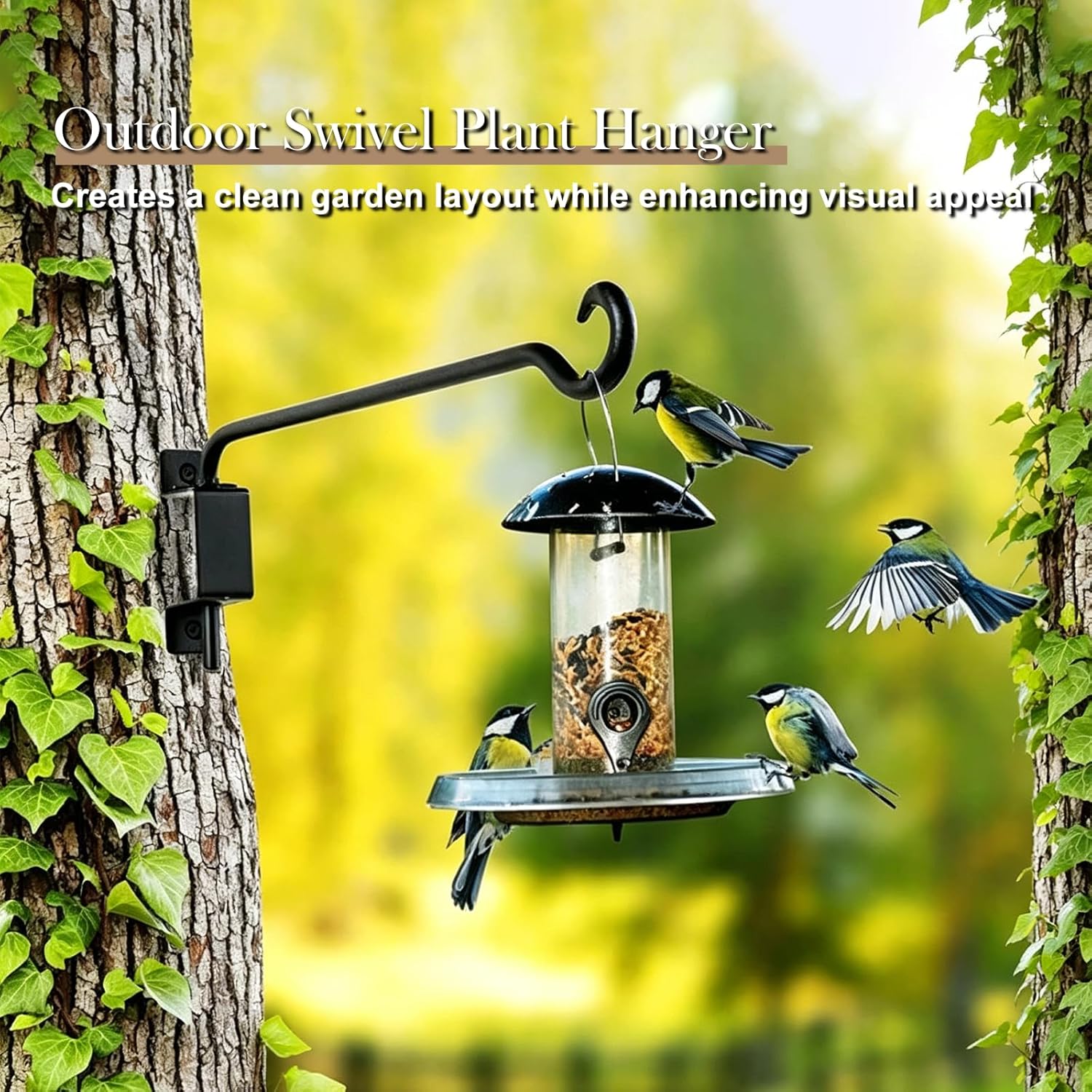 Swivel Plant Hangers, 2Pcs 16in Heavy Duty Deck Hook Wall Mount, Outdoor Plant Hanging Brackets with Rotating Arm for Planters Lanterns Wind Chimes