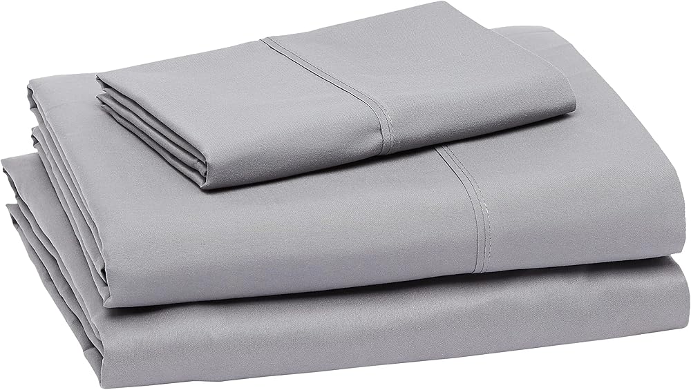 Amazon Basics Lightweight Super Soft Easy Care Wrinkle-Free Breathable Brushed Microfiber 3-Piece Bed Sheet Set with 14-Inch Deep Pockets, Twin, Dark Gray, Solid