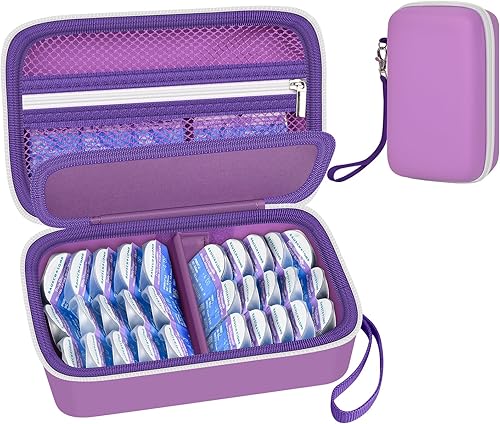 GWCASE Daily Contact Lens Case Fits 30+ Disposable Daily Lenses, Portable Contact Lens Storage Organizer with Mesh Pocket, Travel Contact Solution