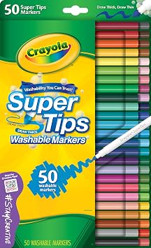 CRAYOLA SuperTips 50 Felt Tip Colouring Pens | 50 washable felt tip pens with versatile tips and vibrant colours for colouring, drawing and creative projects
